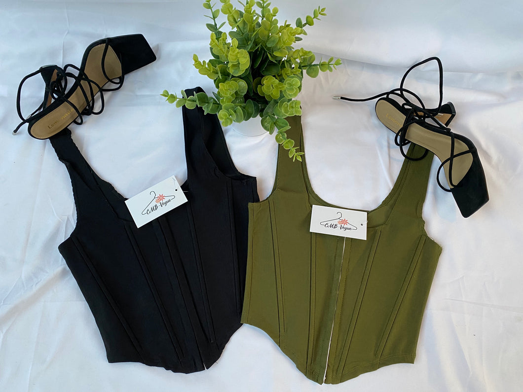 Claire Corset Top (Olive)